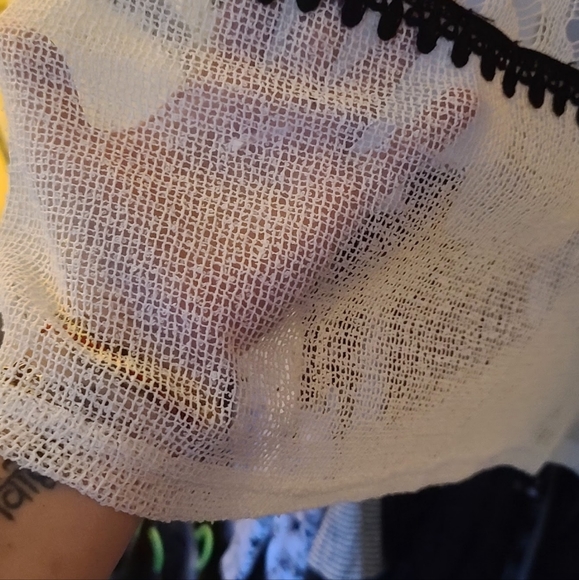 a'reve BEAUTIFUL NEW knit white & black detailed sheer tunic L - Picture 6 of 10